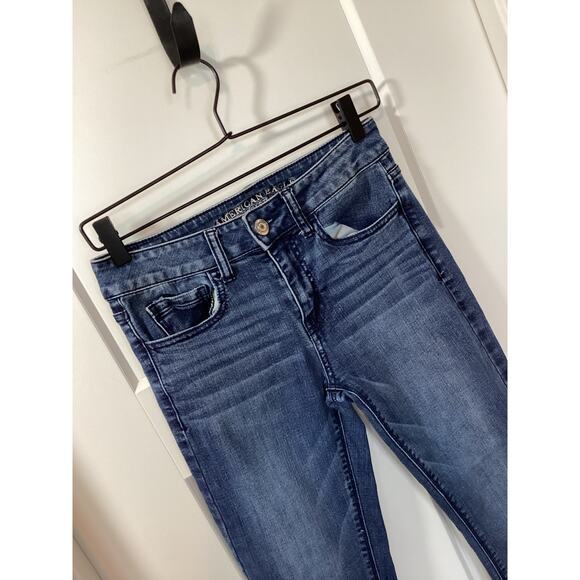 American Eagle Outfitters Denim Hi-Rise Artist Super Stretch Flare Jeans Blue 2 - Picture 2 of 10